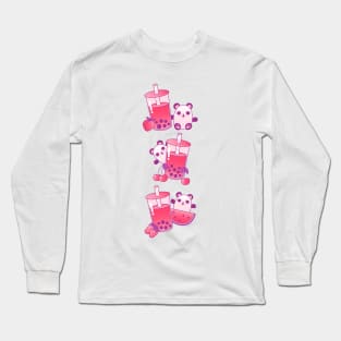 Boba Bubble Tea Panda Bears Long Sleeve T-Shirt